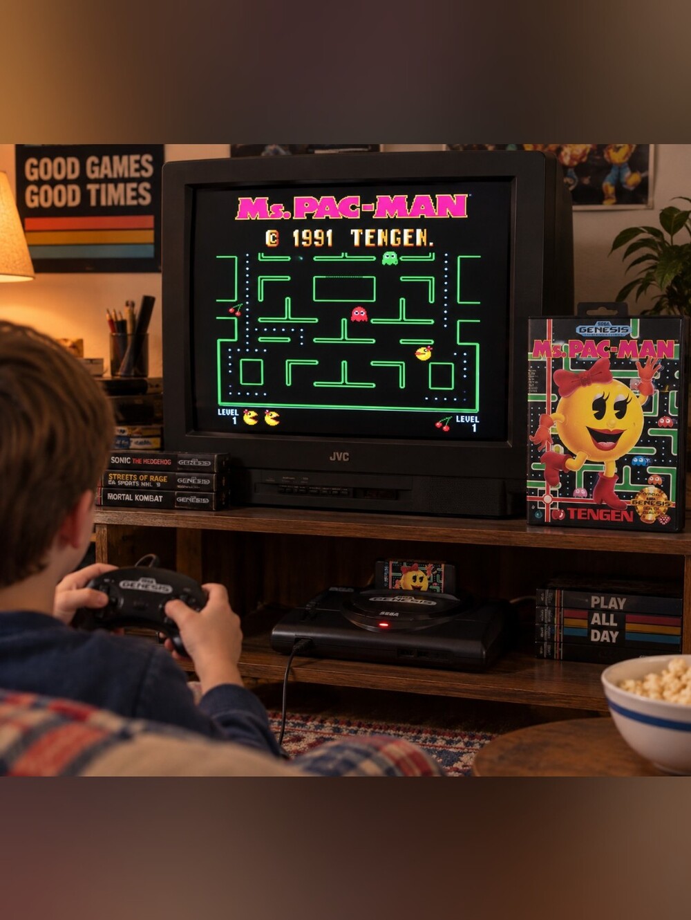 Vintage 1991 Tengen Ms. Pac-Man Game Cartridge for Sega Genesis Console Untested